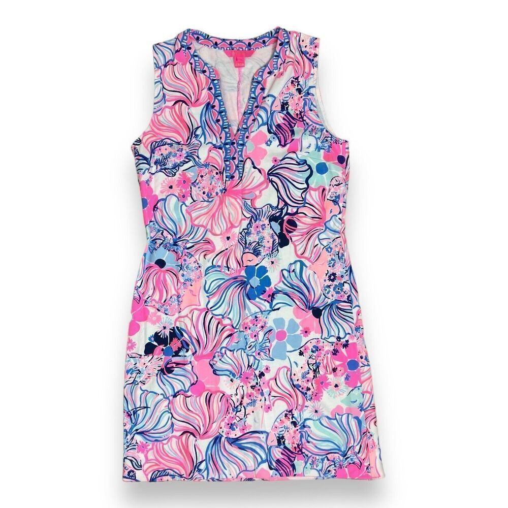 Lilly Pulitzer Camari‎ Shift Dress Prosecco Pink Make A Splash Blue Size S - Picture 2 of 10